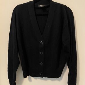 Lord & Taylor Black V-Neck Cashmere Cardigan